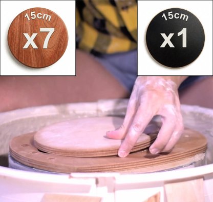 Sistema de Platos de Madera de 15cm para Cerámica BS1 con 8 Insertos - Para Tazas, Bowls y Piezas Pequeñas