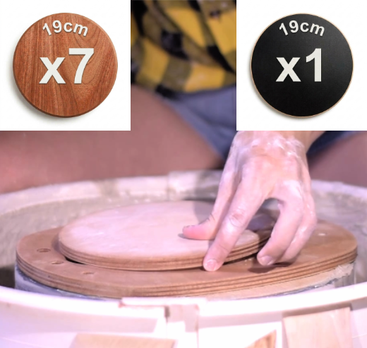 Sistema de Platos de Madera de 19cm para Cerámica BS1 con 8 insertos - Para piezas medianas platos bowls y macetas