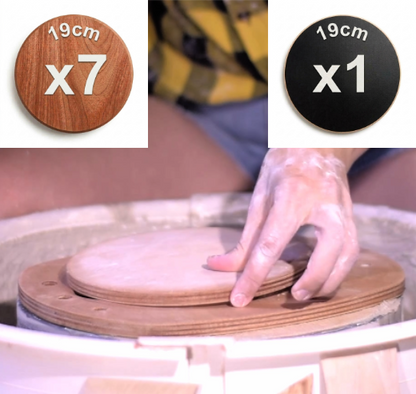 Sistema de Platos de Madera de 19cm para Cerámica BS1 con 8 insertos - Para piezas medianas platos bowls y macetas
